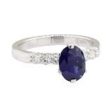 2.07 ctw Sapphire and Diamond Ring - 14KT White Gold