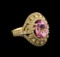 14KT Yellow Gold 2.81 ctw Kunzite and Diamond Ring