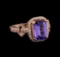 3.20 ctw Tanzanite and Diamond Ring - 14KT Rose Gold