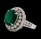 4.75 ctw Emerald and Diamond Ring - 14KT White Gold