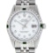 Rolex Mens Stainless Steel White Diamond & Emerald 36MM Datejust Wristwatch