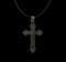 0.45 ctw Black Diamond Pendant and Rubber Cord - 18KT White Gold