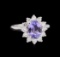 2.07 ctw Tanzanite and Diamond Ring - 14KT White Gold