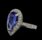 2.19 ctw Tanzanite and Diamond Ring - 14KT White Gold