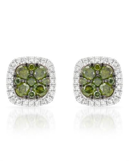 14k White Gold 0.50CTW Diamond and Green Dia Earrings, (SI/H)