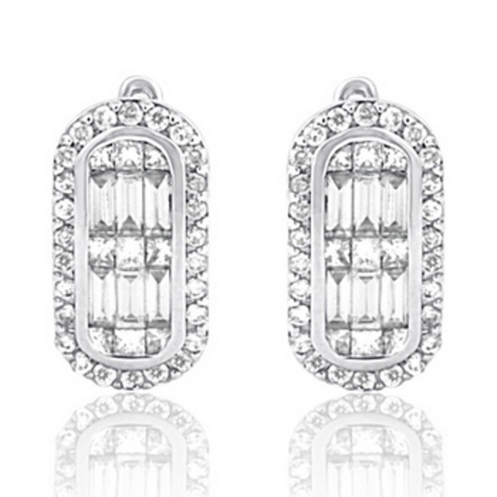 14k White Gold 1.13CTW Diamond Earrings, (SI3/VS1-VS2/G-H/H-I)