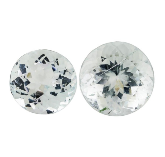 15.80 ctw.Natural Round Cut Aquamarine Parcel of Two