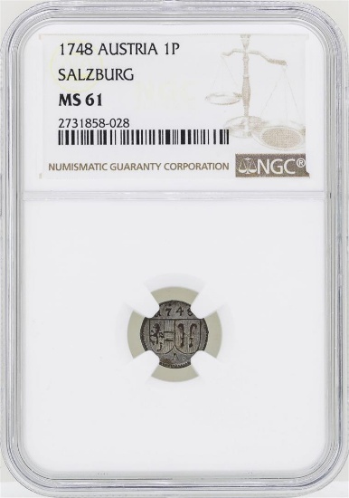 1748 Austria Pfennig Salzburg Coin NGC MS61