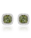 14k White Gold 0.50CTW Diamond and Green Dia Earrings, (SI/H)