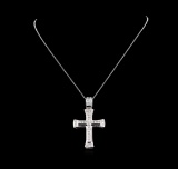 1.83 ctw Diamond Cross Pendant With Chain - 14KT White Gold