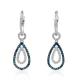 14k White Gold 0.61CTW Diamond and Blue Diamonds Earrings, (SI1-SI2/Gold)