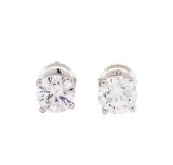 1.00 ctw Diamond Stud Earrings - 14KT White Gold