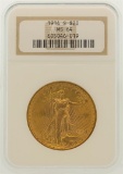 1914-S $20 St. Gaudens Double Eagle Gold Coin NGC MS64