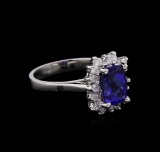 1.91 ctw Tanzanite and Diamond Ring - 14KT White Gold