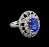 14KT White Gold 3.03 ctw Tanzanite and Diamond Ring