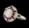 1.10 ctw Ruby and Diamond Ring - 18KT White Gold