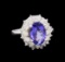 3.23 ctw Tanzanite and Diamond Ring - 14KT White Gold