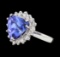 5.16 ctw Tanzanite and Diamond Ring - 14KT White Gold