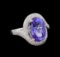 6.47 ctw Tanzanite and Diamond Ring - 14KT White Gold