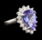 5.00 ctw Tanzanite and Diamond Ring - 14KT White Gold