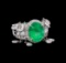 3.96 ctw Emerald and Diamond Ring - 18KT White Gold