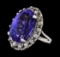 GIA Cert 19.61 ctw Tanzanite and Diamond Ring - 14KT White Gold