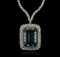 14KT White Gold 47.59 ctw Blue Topaz and Diamond Necklace