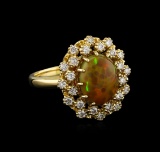 2.20 ctw Opal and Diamond Ring - 14KT Yellow Gold