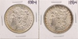 Lot of (2) 1884 $1 Morgan Silver Dollar Coins