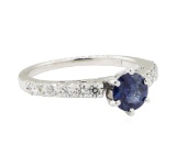 1.05 ctw Sapphire and Diamond Ring - 14KT White Gold