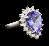 5.00 ctw Tanzanite and Diamond Ring - 14KT White Gold