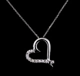 0.45 ctw Diamond Pendant With Chain - 14KT White Gold