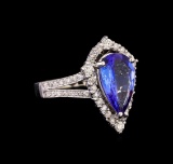 2.95 ctw Tanzanite and Diamond Ring - 14KT White Gold