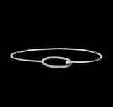 CZ Oval Hook Bangle - 925 Silver