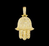 2.00 ctw Diamond Hamsa Pendant - 14KT Yellow Gold