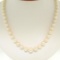 Graduated Pearl Necklace w/ Platinum Old European Diamond Handmade Clasp