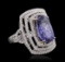 14KT Yellow and White Gold 8.13 ctw Tanzanite and Diamond Ring