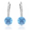 14k White Gold  3.98CTW Blue Topaz and Diamond Earrings