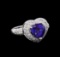 2.86 ctw Tanzanite and Diamond Ring - 18KT White Gold