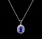 3.00 ctw Tanzanite and Diamond Pendant With Chain - 14KT White Gold