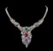 11.56 ctw Ruby, Sapphire, Emerald and Diamond Necklace - 14KT White Gold