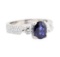 2.77 ctw Sapphire And Diamond Ring - 18KT White Gold