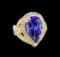 14KT Yellow Gold 7.74 ctw GIA Cert Tanzanite and Diamond Ring