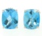 14k White Gold Cushion Cut Natural Blue Topaz Solitaire  Stud Earrings