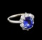 2.60 ctw Blue Sapphire and Diamond Ring - 18KT White Gold