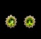 8.00 ctw Peridot and Diamond Earrings - 14KT Yellow Gold