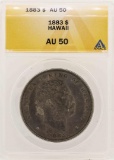 1883 $1 Kingdom of Hawaii Dollar Coin ANACS AU50