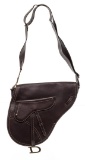 Christian Dior Brown Leather Large Saddle Bag Crossbody