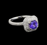 18KT White Gold 1.44 ctw Tanzanite and Diamond Ring