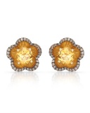 14k Yellow Gold  3.02CTW Citrine and Brown Diamonds Earrings